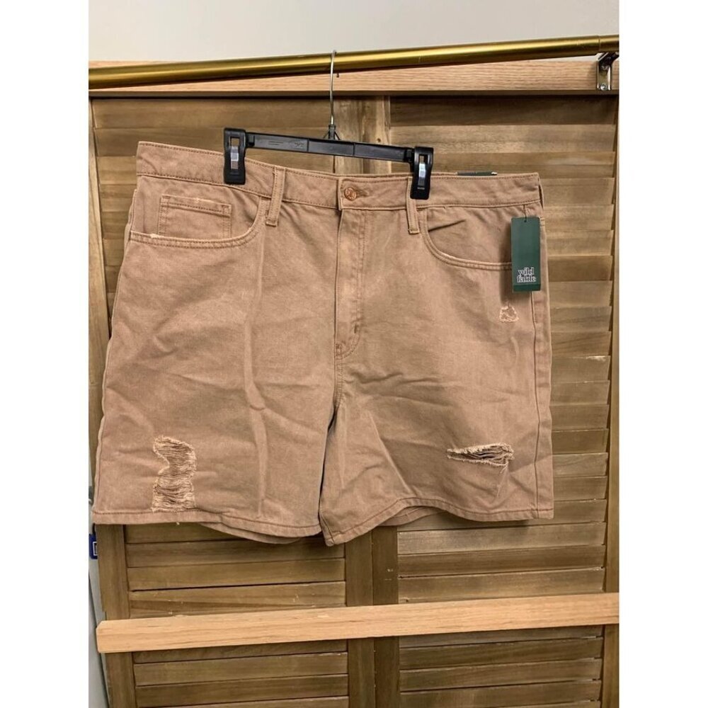NWT Wild Fable Highest Rise Distressed Denim Bermuda Shorts Plus Size 18 Brown